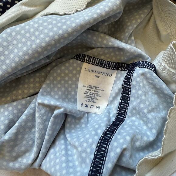 Lands End Womens Navy Polka Dot Slimming Retro Tankini Swim Top Sz 18W Vacation - Picture 5 of 6